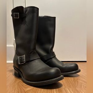 Frye Engineer 8R Black Leather Moto Boots EUC